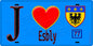 Plaque métal décorative  J' ❤️Esbly, Seine et Marne (77) fond bleu