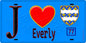 Plaque métal décorative  J' ❤️Everly, Seine et Marne (77) fond bleu