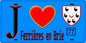 Plaque métal décorative  J' ❤️Ferrières-en-Brie, Seine et Marne (77) fond bleu