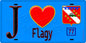 Plaque métal décorative  J' ❤️Flagy, Seine et Marne (77) fond bleu