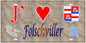 Plaque métal décorative 15 x 30 cm fond  mur antique carte J' ❤️Folschviller, canton Saint-Avold 57