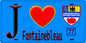 Plaque métal décorative  J' ❤️Fontainebleau, Seine et Marne (77) fond bleu