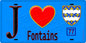 Plaque métal décorative  J' ❤️Fontains, Seine et Marne (77) fond bleu