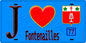 Plaque métal décorative  J' ❤️Fontenailles, Seine et Marne (77) fond bleu
