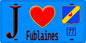 Plaque métal décorative  J' ❤️Fublaines, Seine et Marne (77) fond bleu