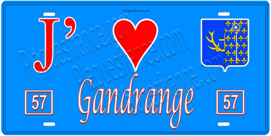 Plaque métal décorative 15 x 30 cm fond  mur bleu 57 J' ❤️Gandrange, canton Hayange 57