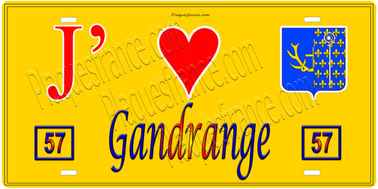 Plaque métal décorative 15 x 30 cm fond  mur jaune 57 J' ❤️Gandrange, canton Hayange 57