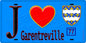 Plaque métal décorative  J' ❤️Garentreville, Seine et Marne (77) fond bleu