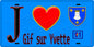 Plaque métal décorative  J' ❤️Gif-sur-Yvette, Essonne (91) fond bleu