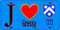 Plaque métal décorative  J' ❤️Gressy, Seine et Marne (77) fond bleu