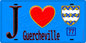 Plaque métal décorative  J' ❤️Guercheville, Seine et Marne (77) fond bleu
