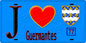 Plaque métal décorative  J' ❤️Guermantes, Seine et Marne (77) fond bleu