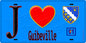 Plaque métal décorative  J' ❤️Guibeville, Essonne (91) fond bleu