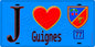 Plaque métal décorative  J' ❤️Guignes, Seine et Marne (77) fond bleu