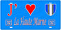 Plaque métal décorative,J'❤️La Haute Marne, fond mur bleu 52