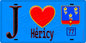 Plaque métal décorative  J' ❤️Héricy, Seine et Marne (77)fond bleu