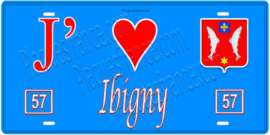 Plaque métal décorative, J'❤️Ibigny, Moselle (57)