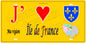 Plaque métal décorative J' ❤️ la région ile de France fond jaune