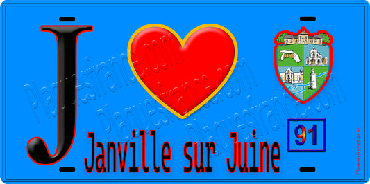 Plaque métal décorative  J' ❤️Janville-sur-Juine, Essonne (91)