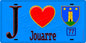 Plaque métal décorative  J' ❤️Jouarre, Seine et Marne (77) fond bleu