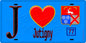 Plaque métal décorative  J' ❤️Jutigny, Seine et Marne (77) fond bleu