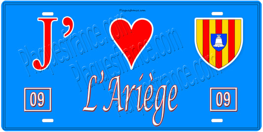 Plaque métal décorative, J' ❤️L'Ariège , (09)