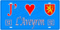 Plaque métal décorative, J' ❤️L'Aveyron (12), région Occitanie, France