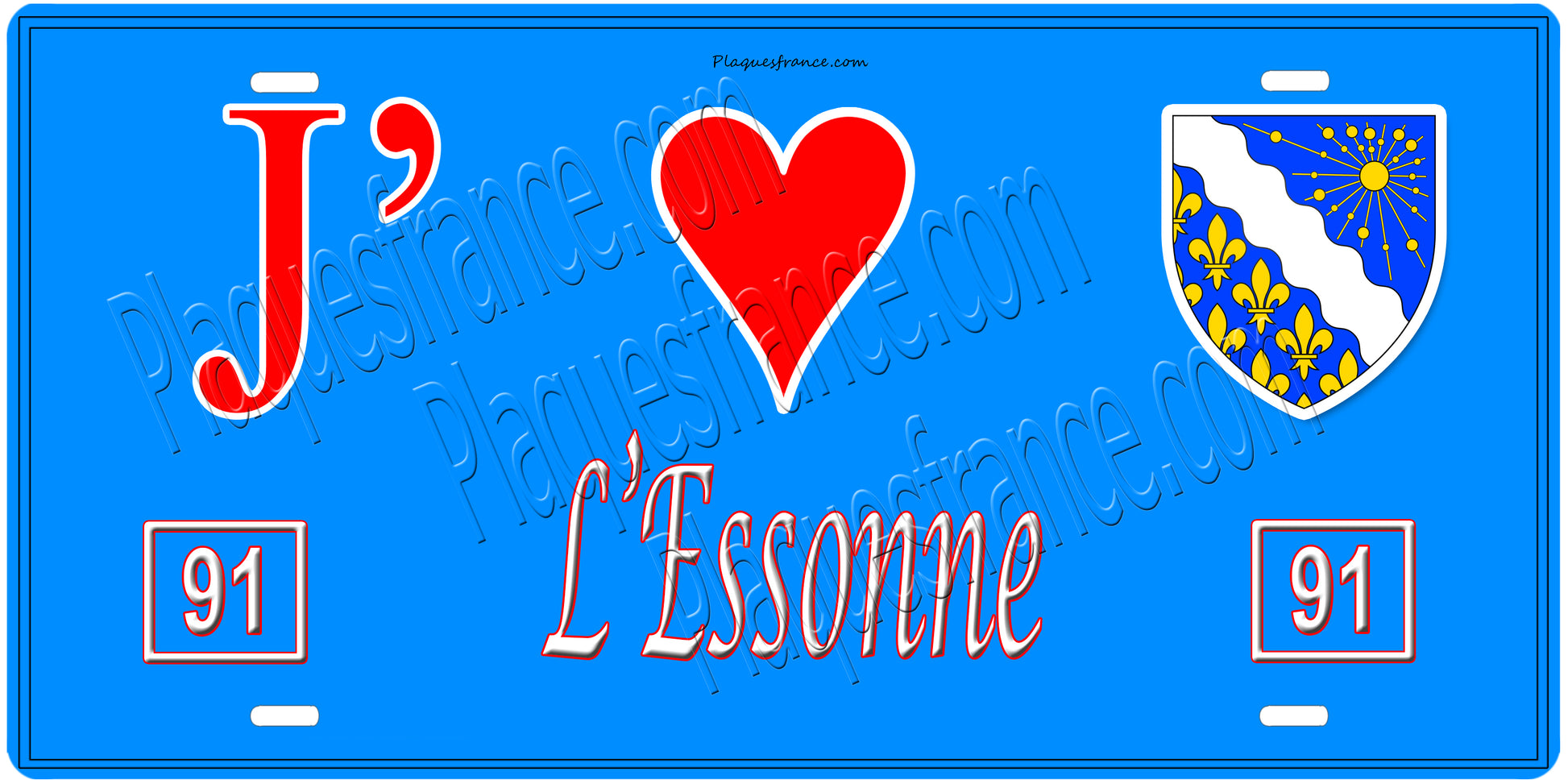 Plaque métal décorative, J' ❤️L'Essonne (91) région Ile de France