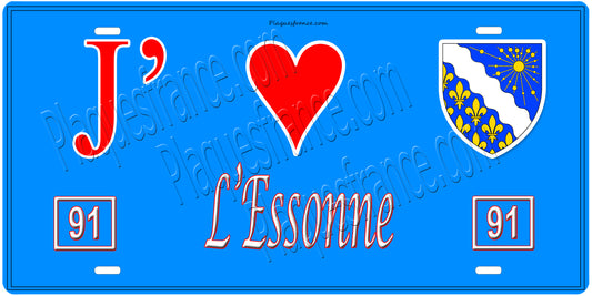 Plaque métal décorative, J' ❤️L'Essonne (91) région Ile de France