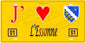 Plaque métal décorative, J' ❤️L'Essonne (91) région Ile de France jaune