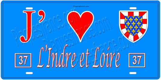 Plaque métal décorative  J' ❤️ L'Indre et Loire (37)