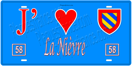 Plaque métal décorative, J' ❤️La Nièvre (58), Bourgogne‑Franche‑Comté