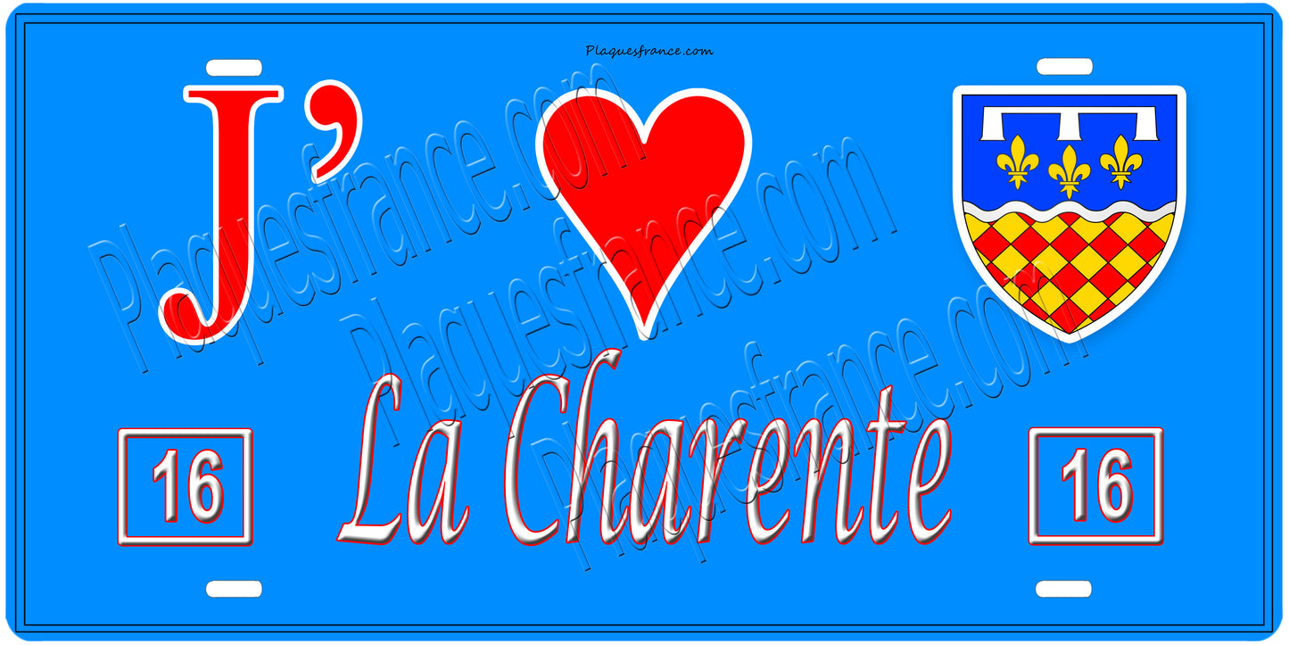 Plaque métal décorative, J' ❤️La Charente, Nouvelle Aquitaine, France