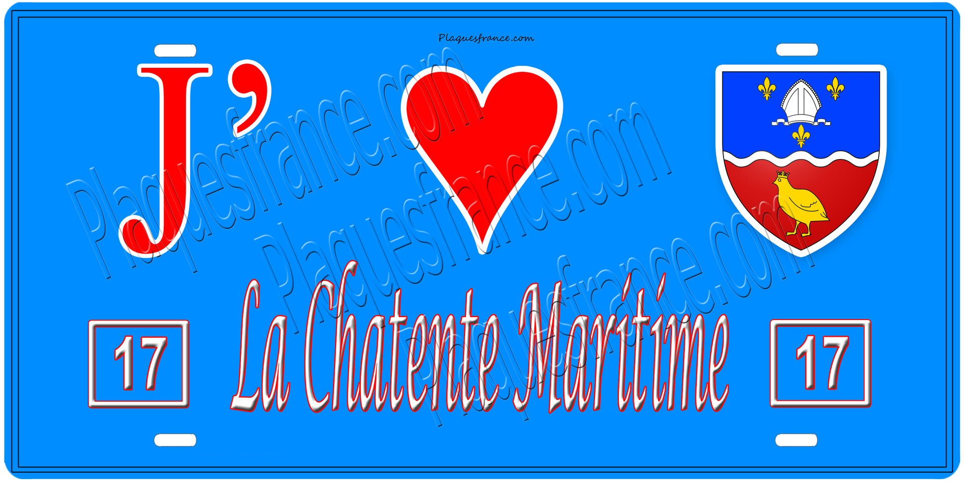 Plaque métal décorative, J' ❤️La Charente Maritime (17), Nouvelle‑Aquitaine