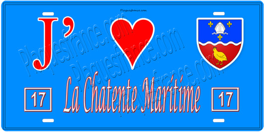 Plaque métal décorative, J' ❤️La Charente Maritime (17), Nouvelle‑Aquitaine