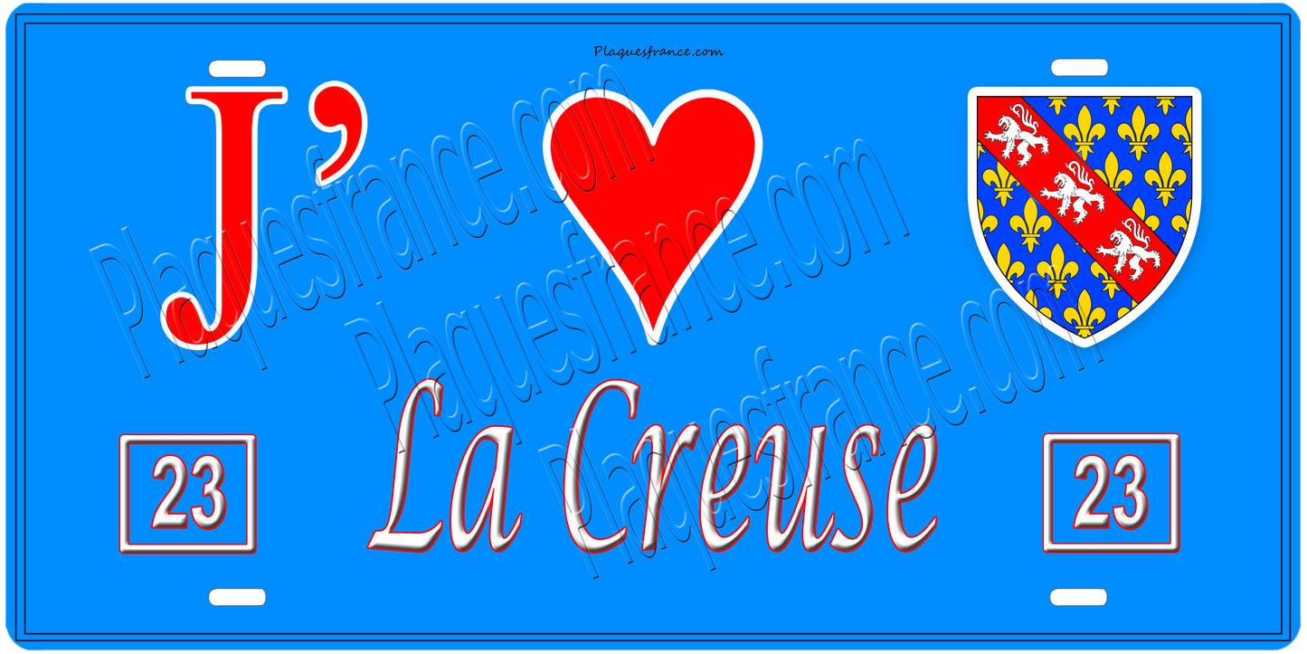Plaque métal décorative, J' ❤️La Creuse, Nouvelle Aquitaine, France