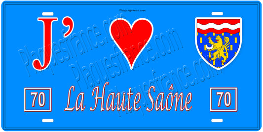 Plaque métal décorative  J' ❤️ La Haute Saône (70)