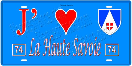 Plaque métal décorative  J' ❤️ La Haute Savoie (74)