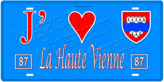 Plaque métal décorative, J' ❤️La Haute Vienne (87)