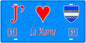 Plaque métal décorative,J'❤️La Marne (51), fond mur bleu 51