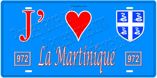 Plaque métal décorative, J' ❤️La Martinique (972)