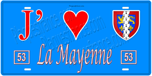 Plaque métal décorative, J' ❤️La Mayenne, Pays de la Loire, France