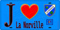 Plaque métal décorative  J' ❤️La Norville, Essonne (91) FOND BLEU