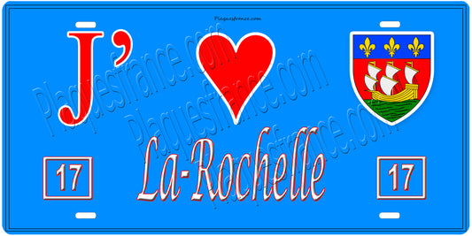 Plaque métal décorative, J' ❤️La Rochelle, Charente Maritime (17)