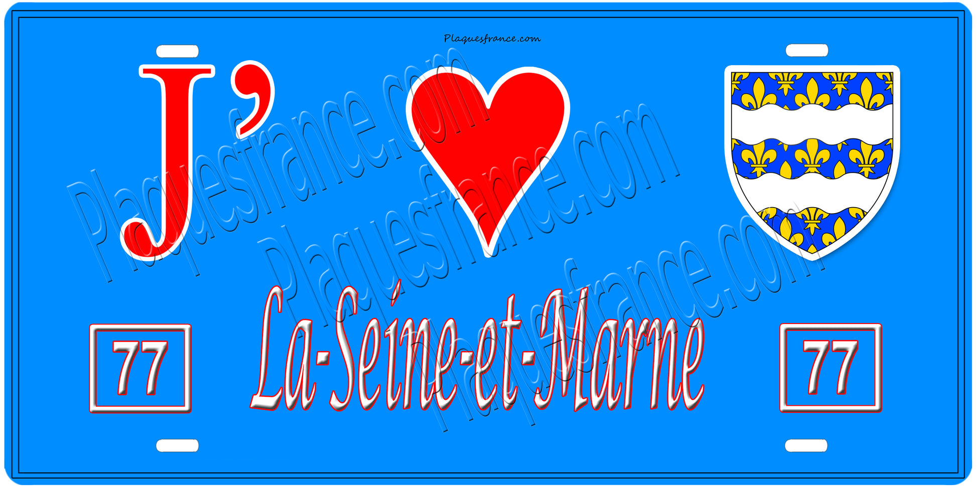 Plaque métal décorative, J' ❤️La Seine et Marne 78) région Ile de France