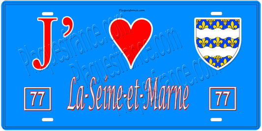 Plaque métal décorative, J' ❤️La Seine et Marne 78) région Ile de France