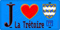 Plaque métal décorative  J' ❤️La Trétoire, Seine et Marne (77) fond bleu