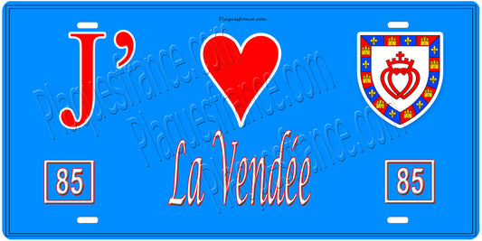 Plaque métal décorative, J' ❤️La Vendée (85), Pays de la Loire