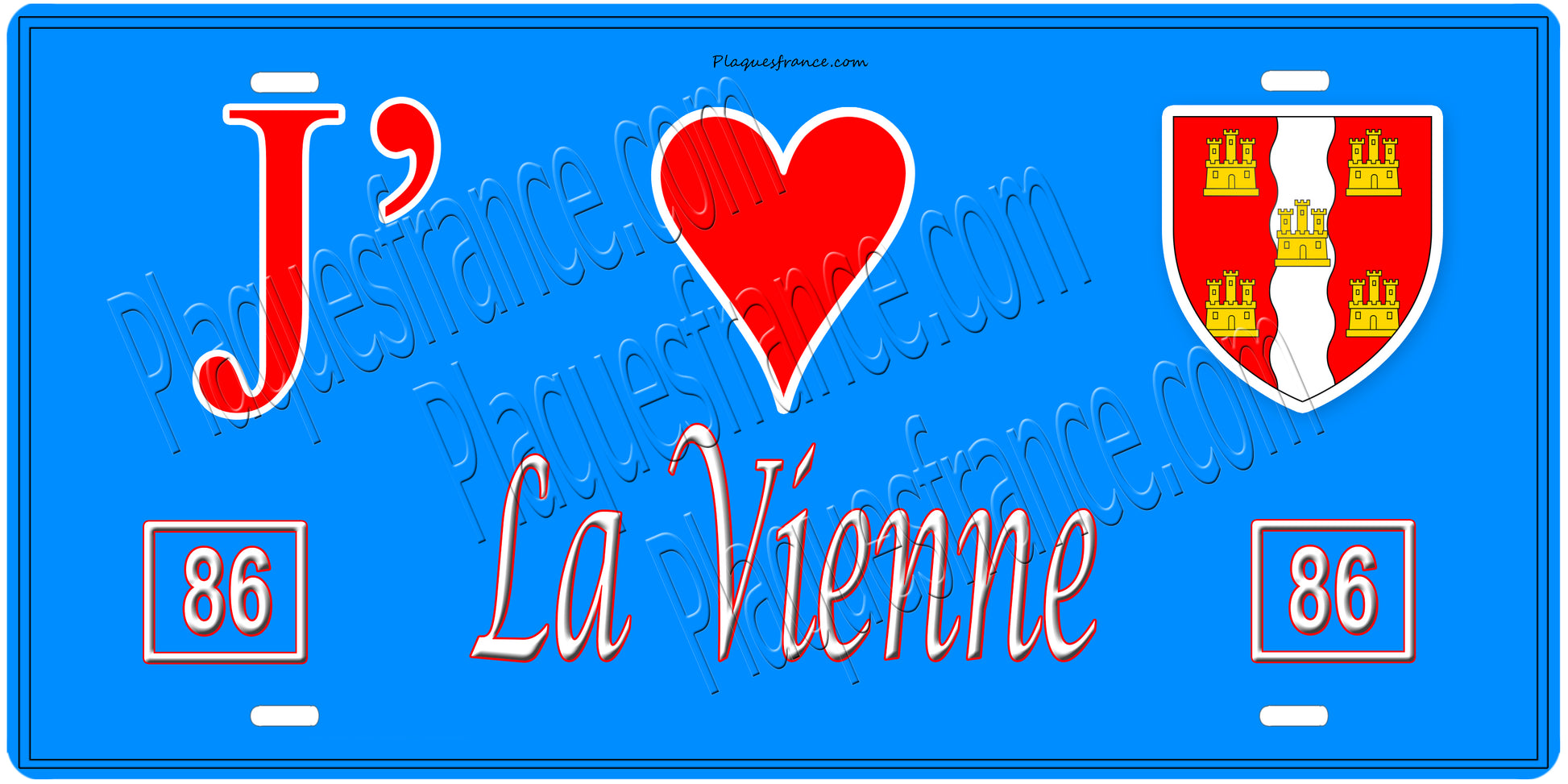Plaque métal décorative, J' ❤️La Vienne, Nouvelle Aquitaine, France