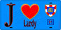 Plaque métal décorative  J' ❤️Lardy, Essonne (91) fond bleu